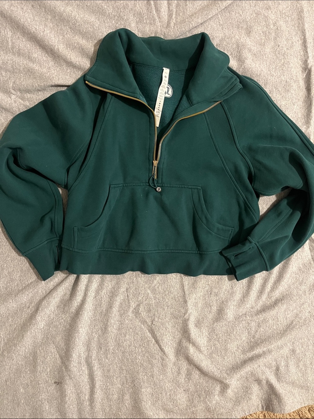 Lululemon Scuba Funnel Neck Half Zip Hoodie Storm Teal Gold Zip XS/S